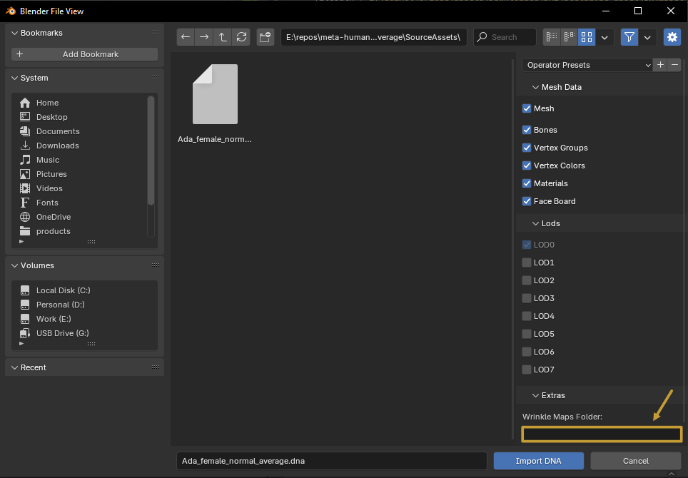 Maps folder option