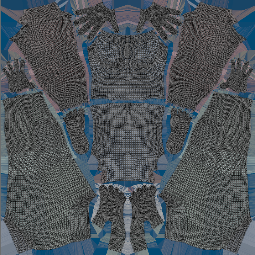 MetaHuman body UV layout wireframe